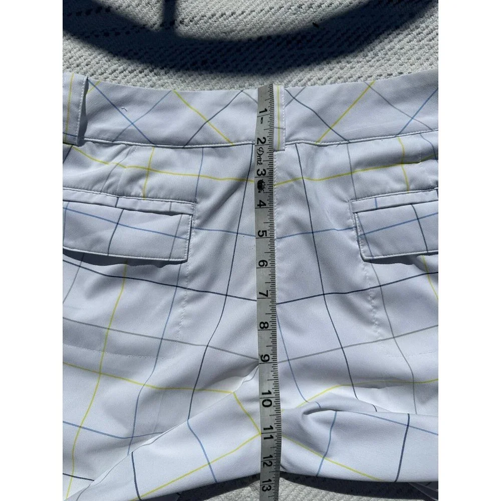 NIKE GOLF Shorts Medium White Blue Striped Chino Embroidered Swoosh Dri-Fit Mens - Picture 14 of 16